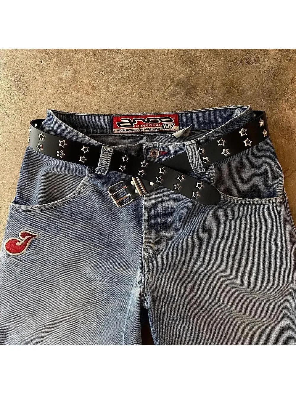 Cyber Y2k 2000s style Western studded black and silver belt. Great addition to a
